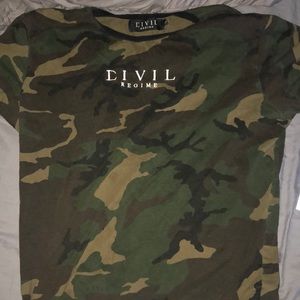 Civil Regime Gree Camouflage Distressed Shirt